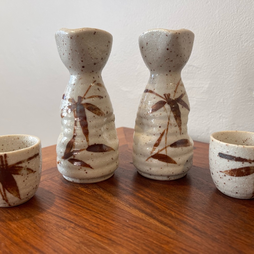 Vintage Stoneware Ceramic Sake Set